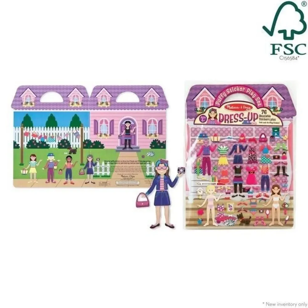Melissa & Doug Dress Up 76 Reusable Puffy Sticker Play Set w/ Fold & Go Scenes